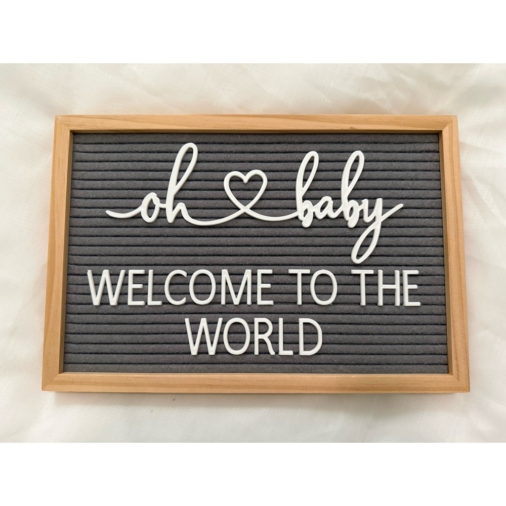 Oh Baby Welcome to the World Felt Sign Photo Prop Baby‎ Shower Nursery Decor